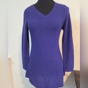 Eileen Fisher royal purple merino wool V neck sweater